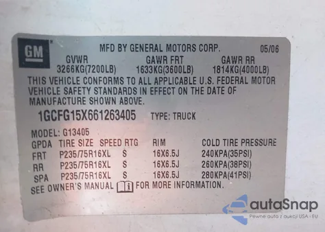 2006 Chevrolet Express Work Van from USA, damaged, VIN 1GCFG15X661263405